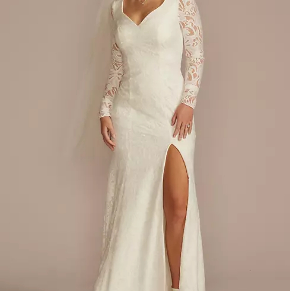 DB studio wedding dress long sleeve sheath with slit